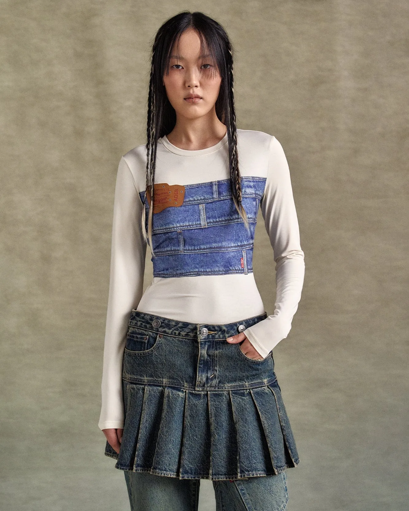 LEVIS X ADSB PLEATED SKIRT apa778w(TINTED INDIGO)