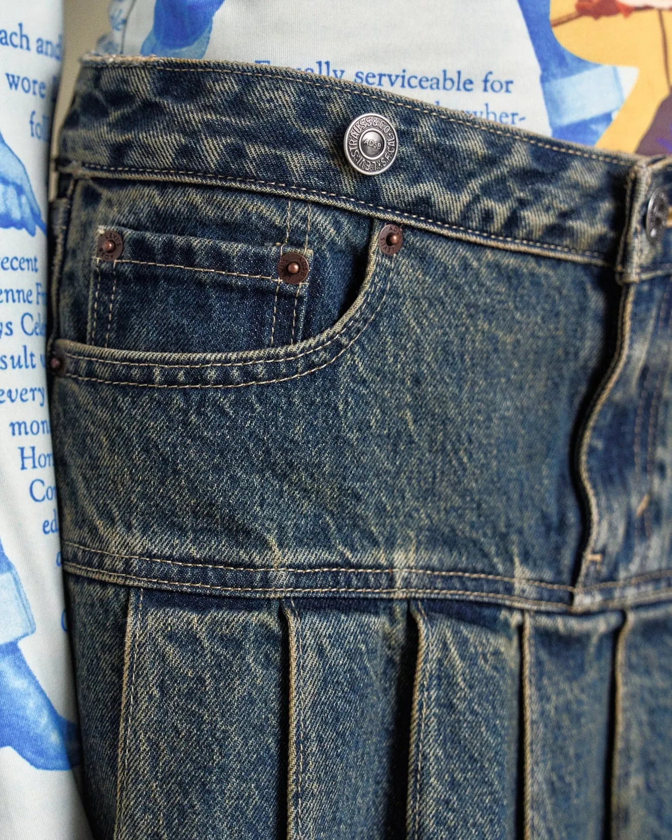 LEVIS X ADSB PLEATED SKIRT apa778w(TINTED INDIGO)
