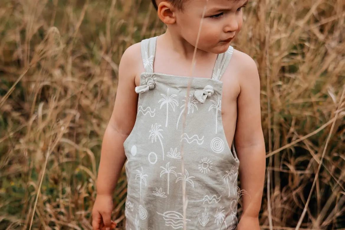 Linen Short Overalls - Aloha