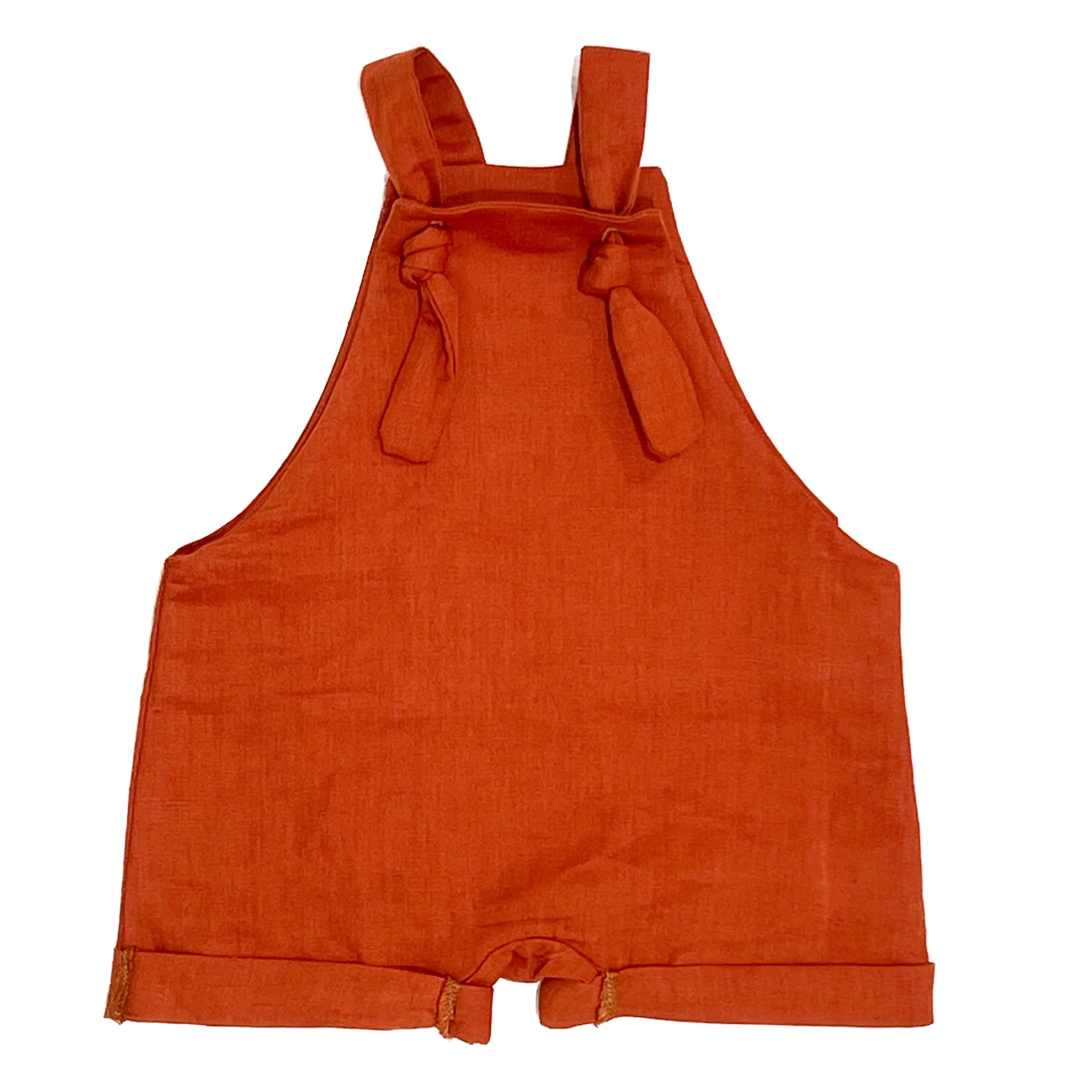 Linen Short Overalls - Burnt Orange