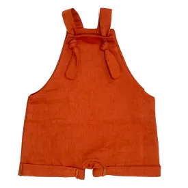 Linen Short Overalls - Burnt Orange