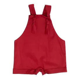 Linen Short Overalls - Holly Red
