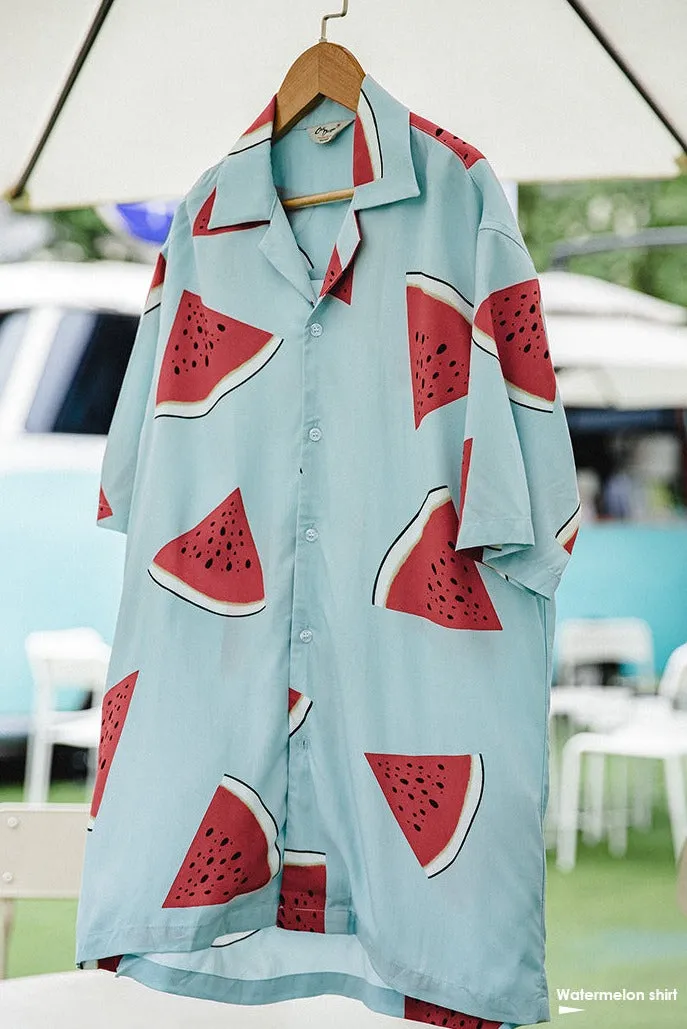 Madden Tooling Street Shirt Chemise Homme Cuban Camisa Masculina Ropa Hombre Print Watermelon Vintage Yuppie Hawaiian Shirt