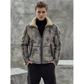 Men’s Aviator B3 Flight Fur Bomber Premium Shearling Coat Jacket 2022