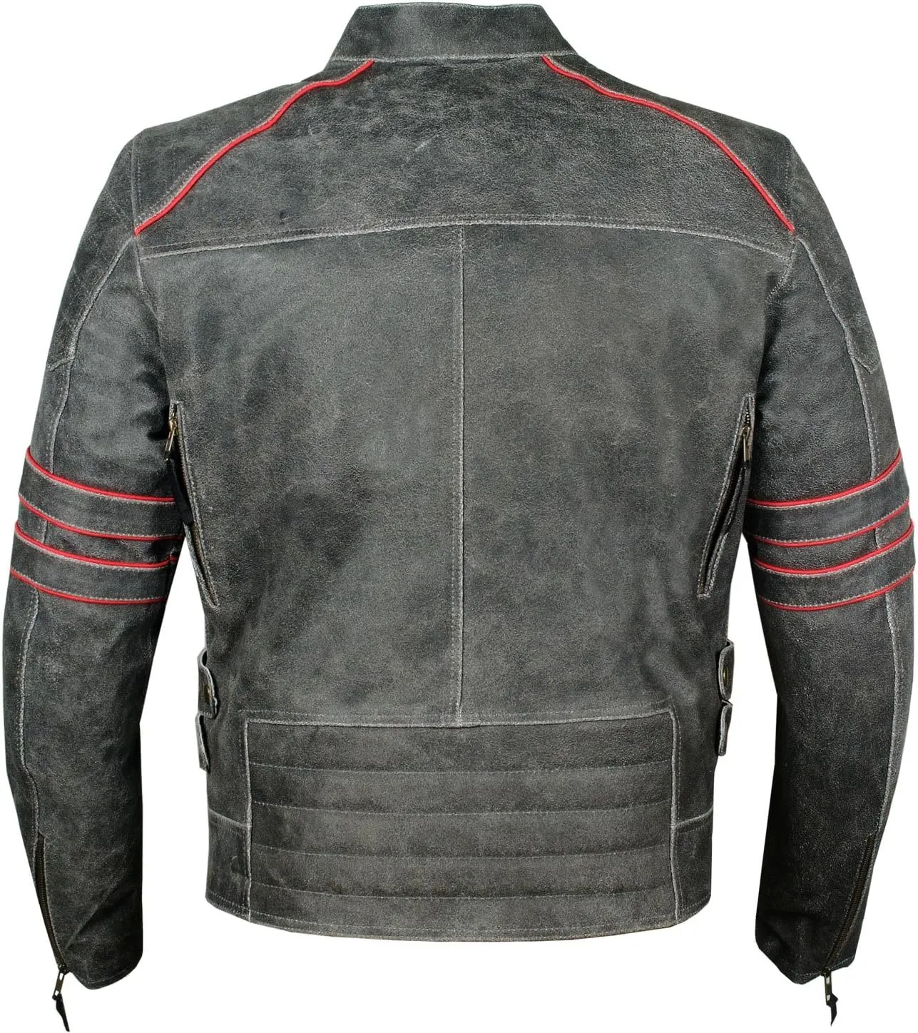 Mens Brotherhood Leather Motorcycle Jacket Classic Vintage Distressed - Biker Style, CE Armor Protection, Removable Liner, Ventilated XL