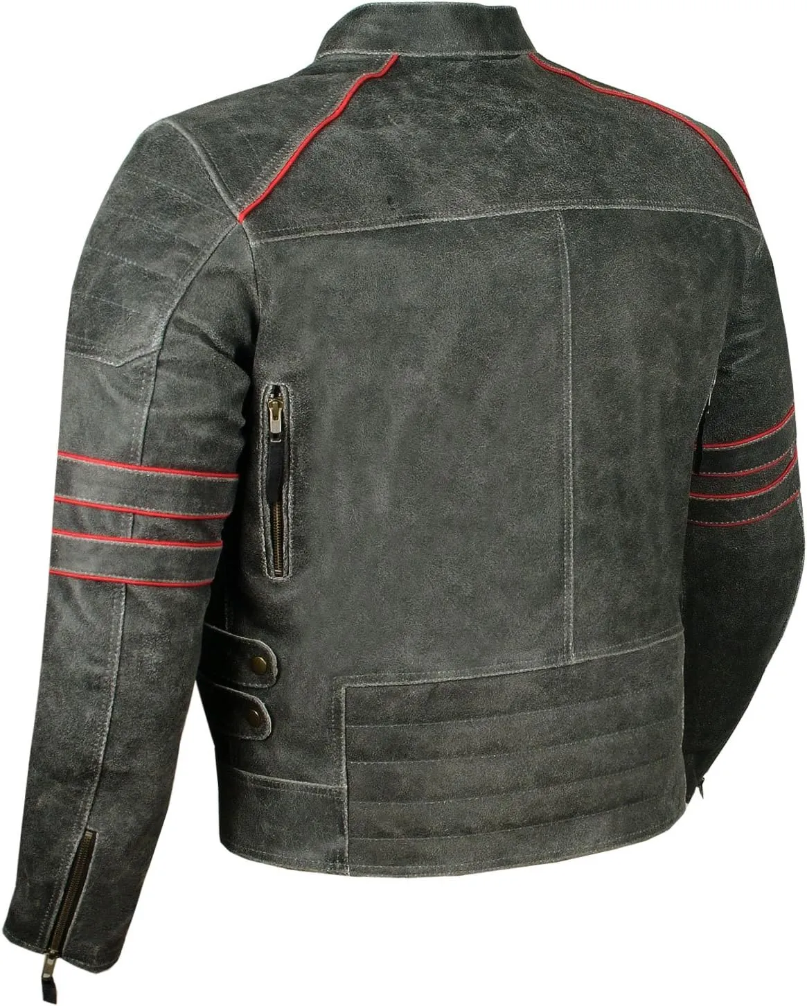 Mens Brotherhood Leather Motorcycle Jacket Classic Vintage Distressed - Biker Style, CE Armor Protection, Removable Liner, Ventilated XL