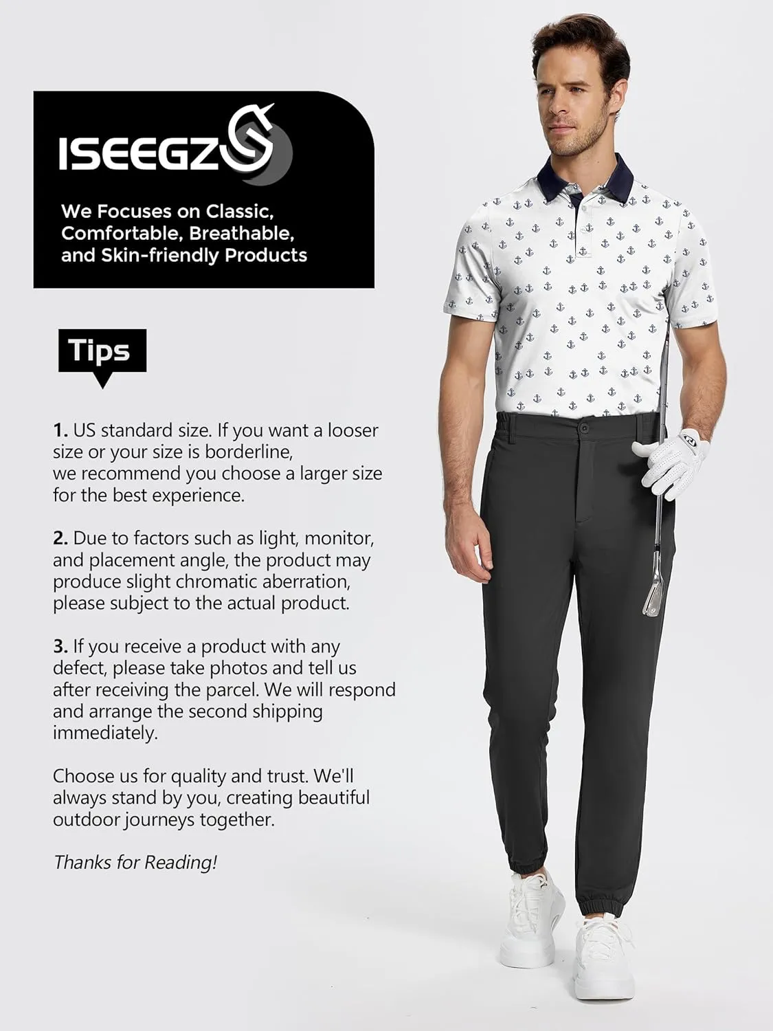 Mens Golf Shirt Short Sleeve Funny Print Golf Polo Shirts for Men Lightweight Dry Fit Quick Dry Collared Golf Polos