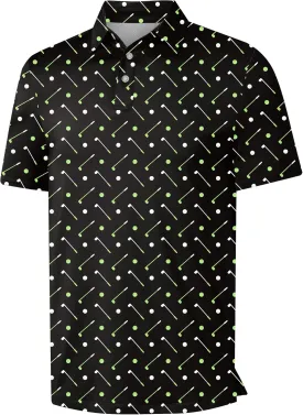 Mens Golf Shirt Short Sleeve Funny Print Golf Polo Shirts for Men Lightweight Dry Fit Quick Dry Collared Golf Polos
