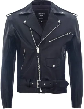 Men's Leather Brando Biker Jacket Rock Motorcycle Retro Hide Biker Jacket