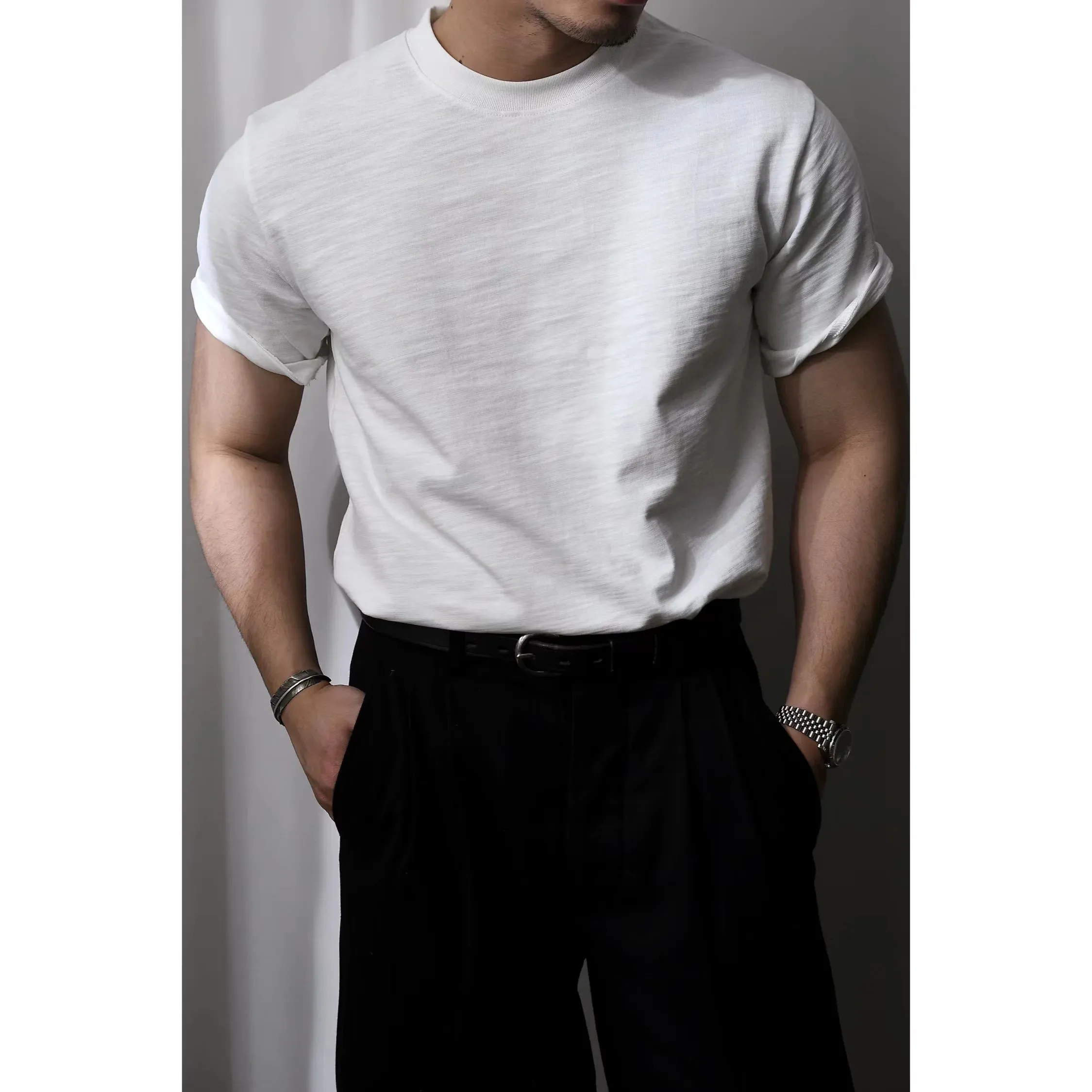 Men's O-neck Short Sleeves Loose Fit Basic T-shirt