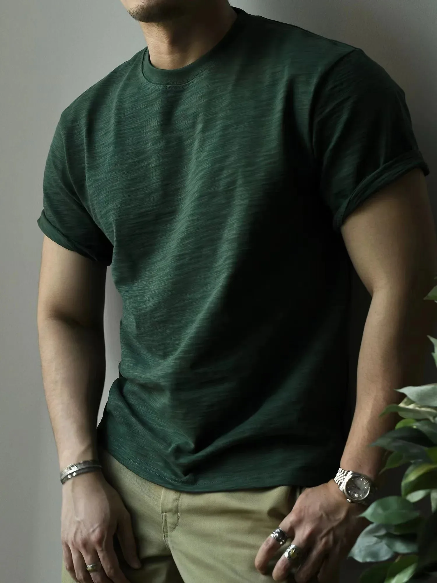 Men's O-neck Short Sleeves Loose Fit Basic T-shirt