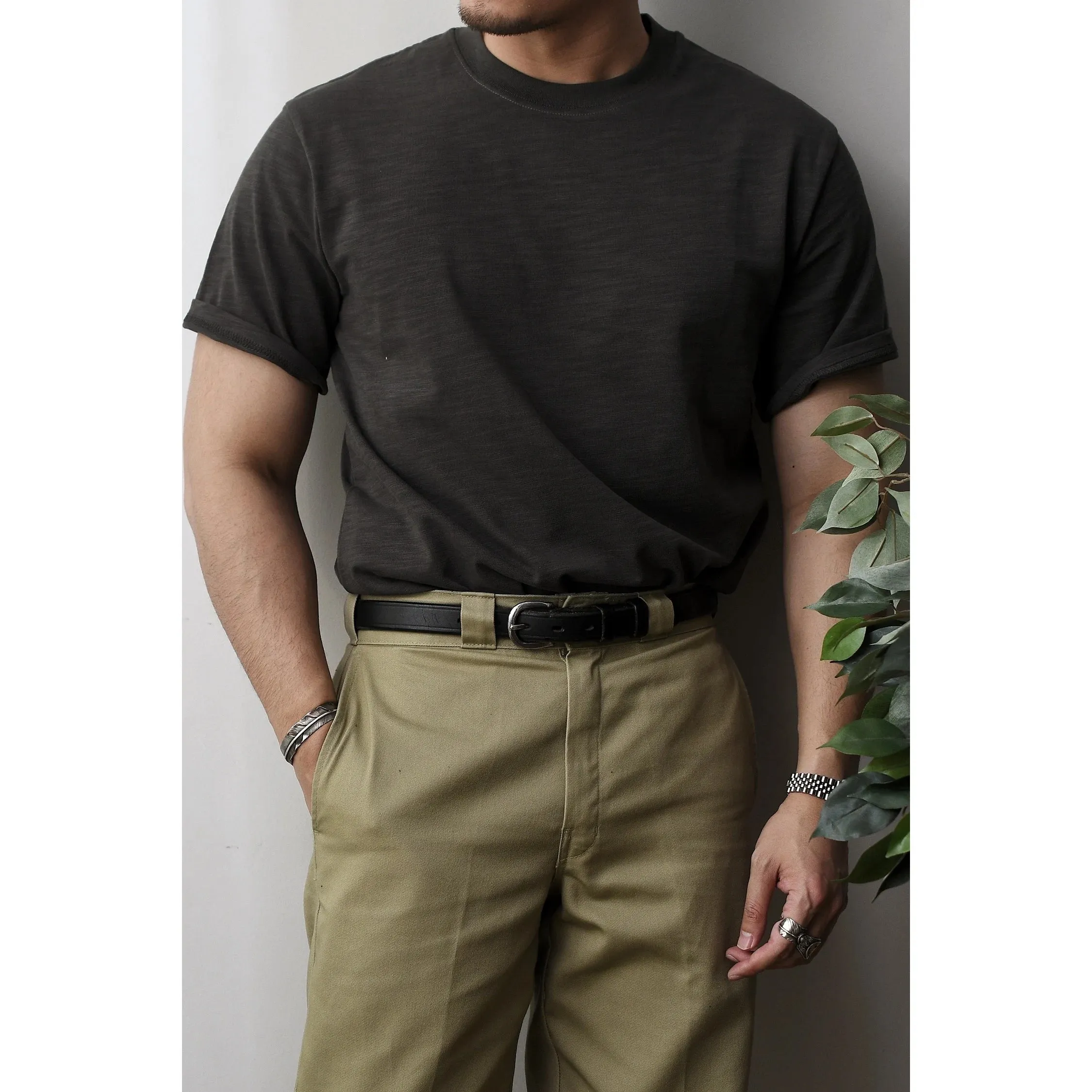 Men's O-neck Short Sleeves Loose Fit Basic T-shirt