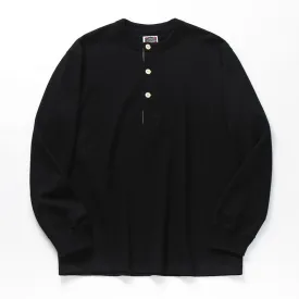 Men's Retro Super Thick Tooling Henry Collar Long Sleeve Solid Color T-Shirt