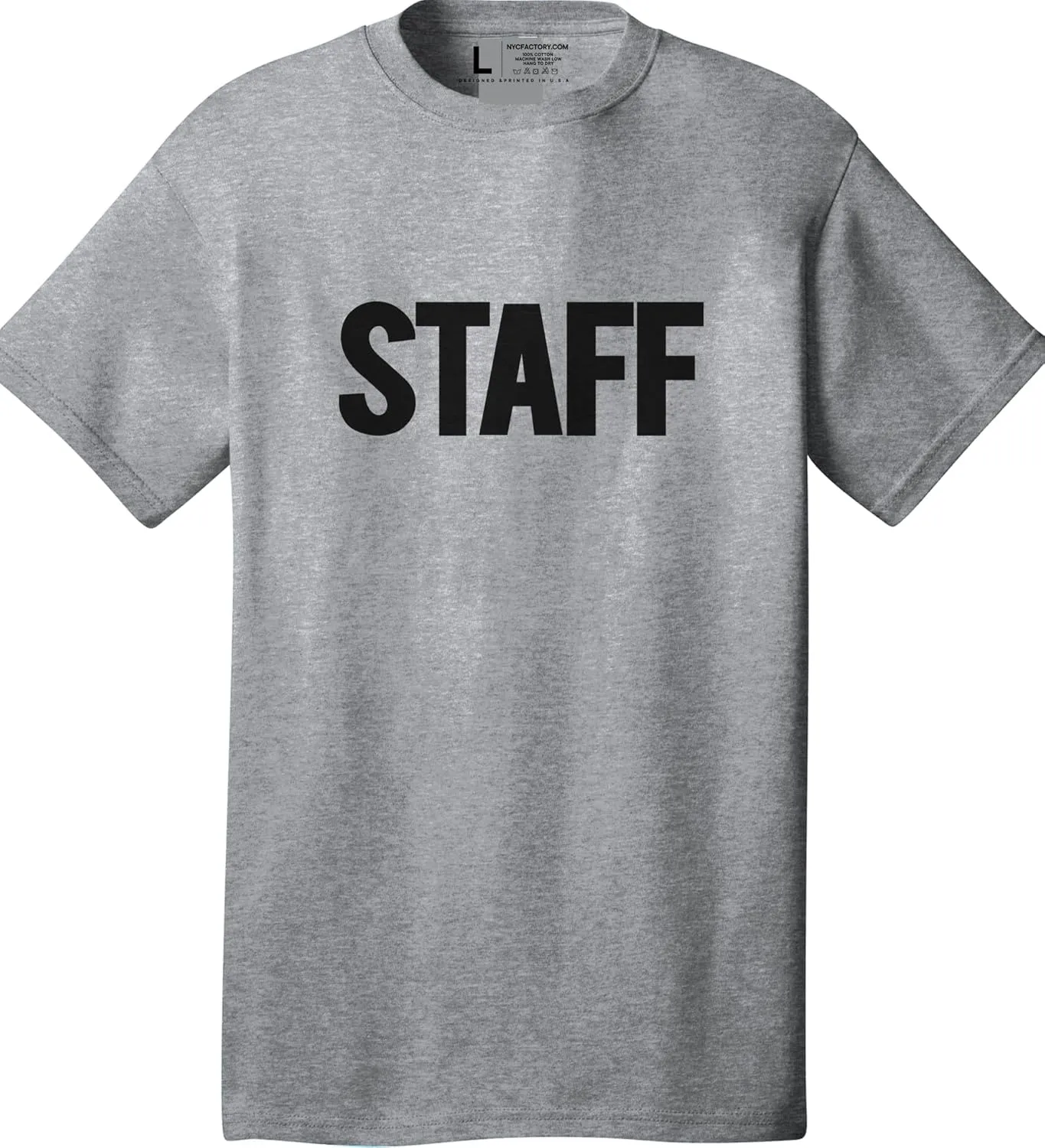 Men's Staff T-Shirt Front Back Print Tee Event Uniform Tshirt
