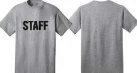 Men's Staff T-Shirt Front Back Print Tee Event Uniform Tshirt