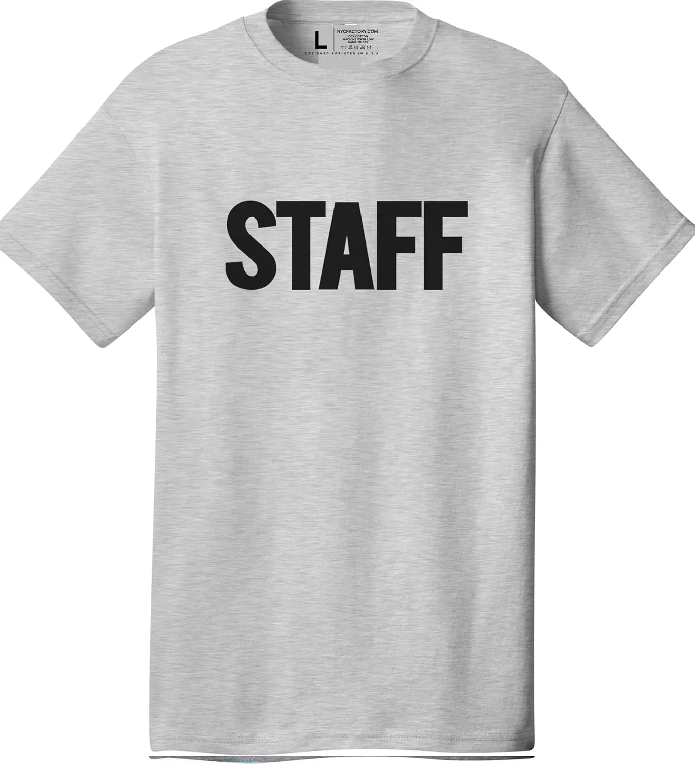 Men's Staff T-Shirt Front Back Print Tee Event Uniform Tshirt