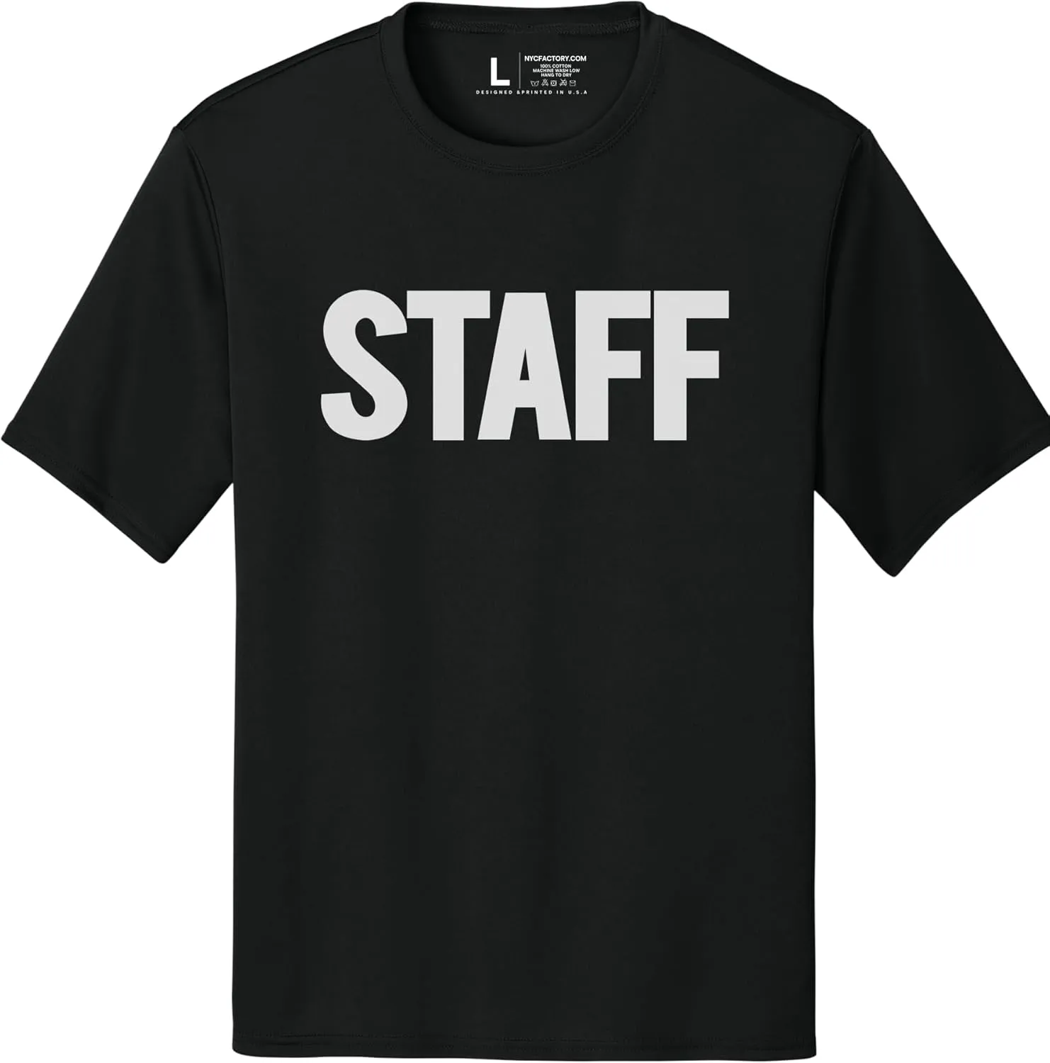 Men's Staff T-Shirt Front Back Print Tee Event Uniform Tshirt
