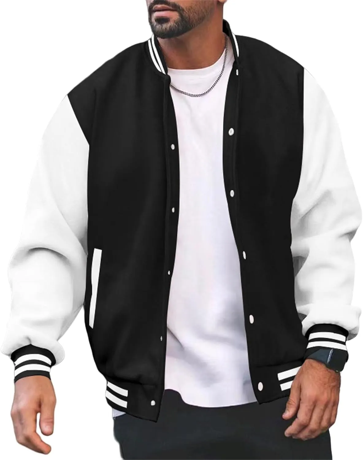 Men's Varsity Letterman Jacket College Baseball High School Bomber Jacket Lightweight Slim Fit Jackets for Men Women