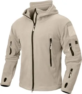NAVEKULL Men's Tactical Hoodie Fleece Jacket Winter Warm Full-Zip Military Army Outdoor Hiking Coat with 7 Zip-pockets