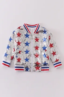 Patriotic star sequins girl coat