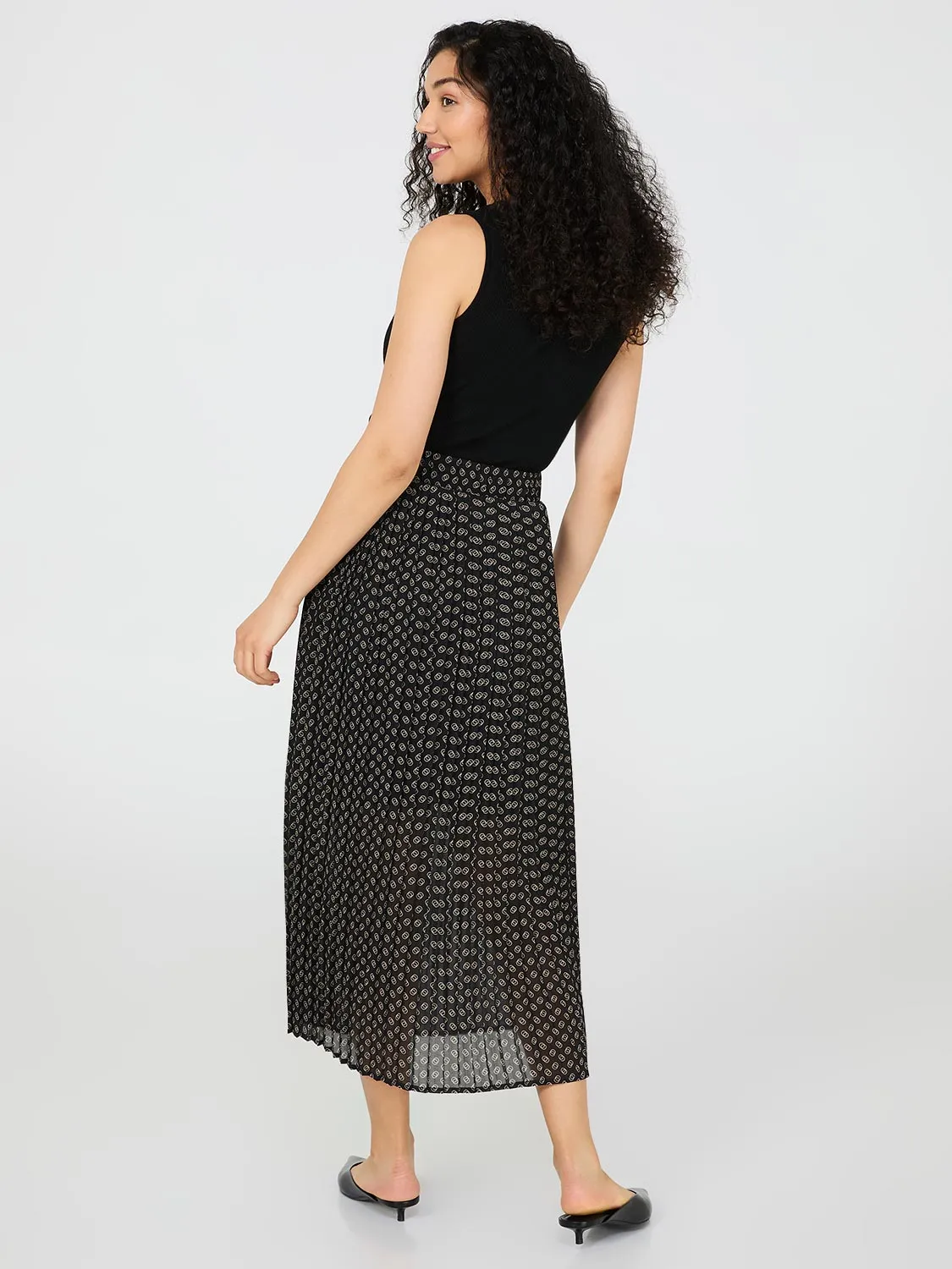 Printed Pleated Chiffon Skirt