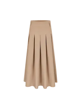 Sand Pleated Long Skirt