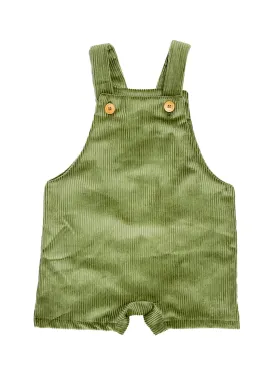 Slouch Corduroy Short Overalls - Leaf Green
