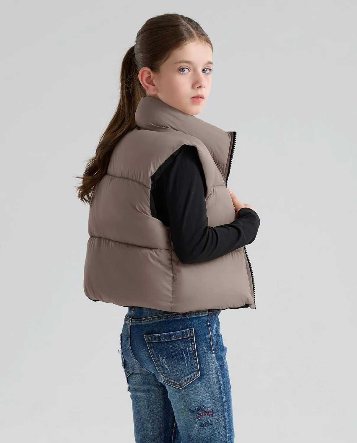 SOLOCOTE Girls Puffy Vest Coat Water-Resistant Warm Winter Sleeveless Kids Jacket for 4-14 Years