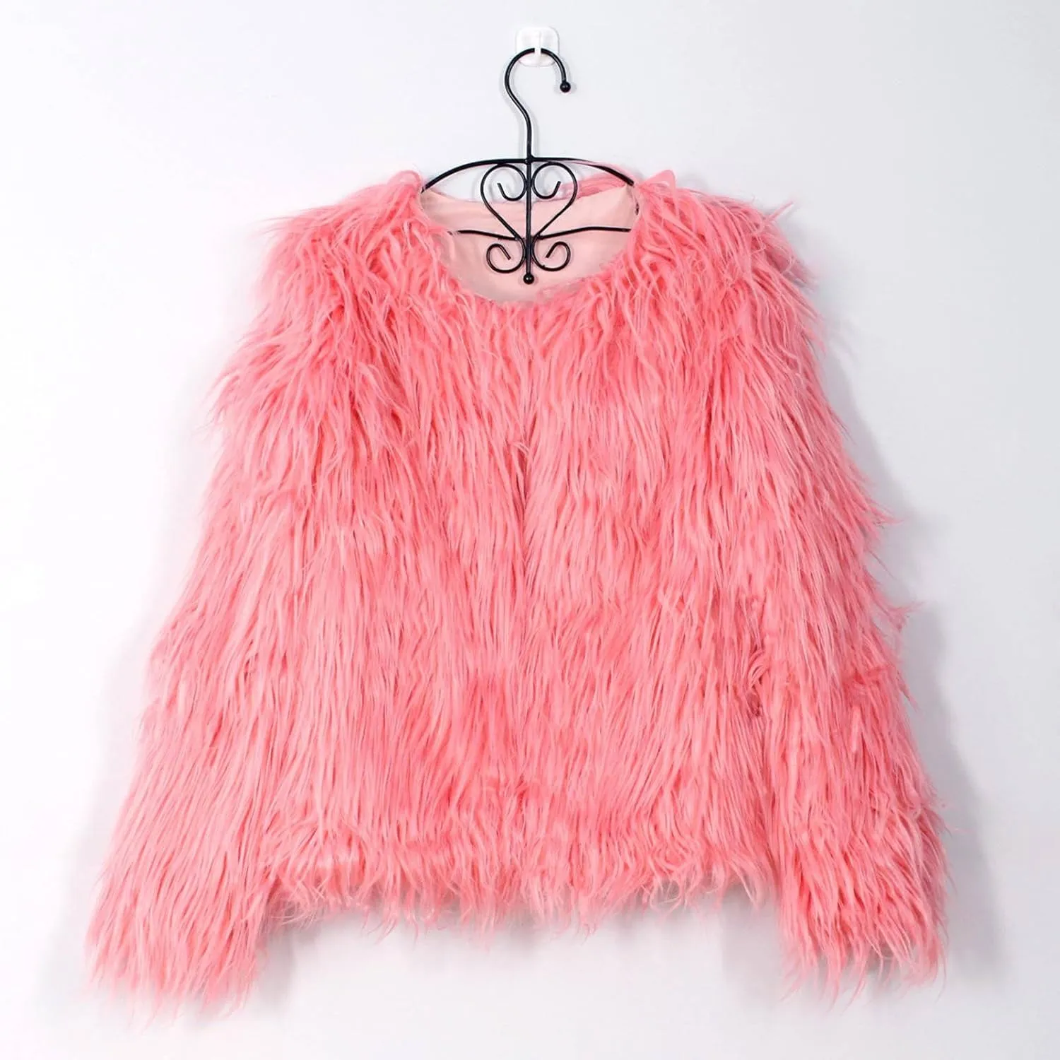 TANGNADE Faux Fur Jacket Women Cropped Plus Size Long Sleeve Open Front Winter Fleece Coat Jacket Shaggy Warm Outwear
