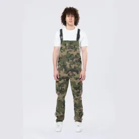Tapered Cargo Strap Canvas Overalls - Wood Camo