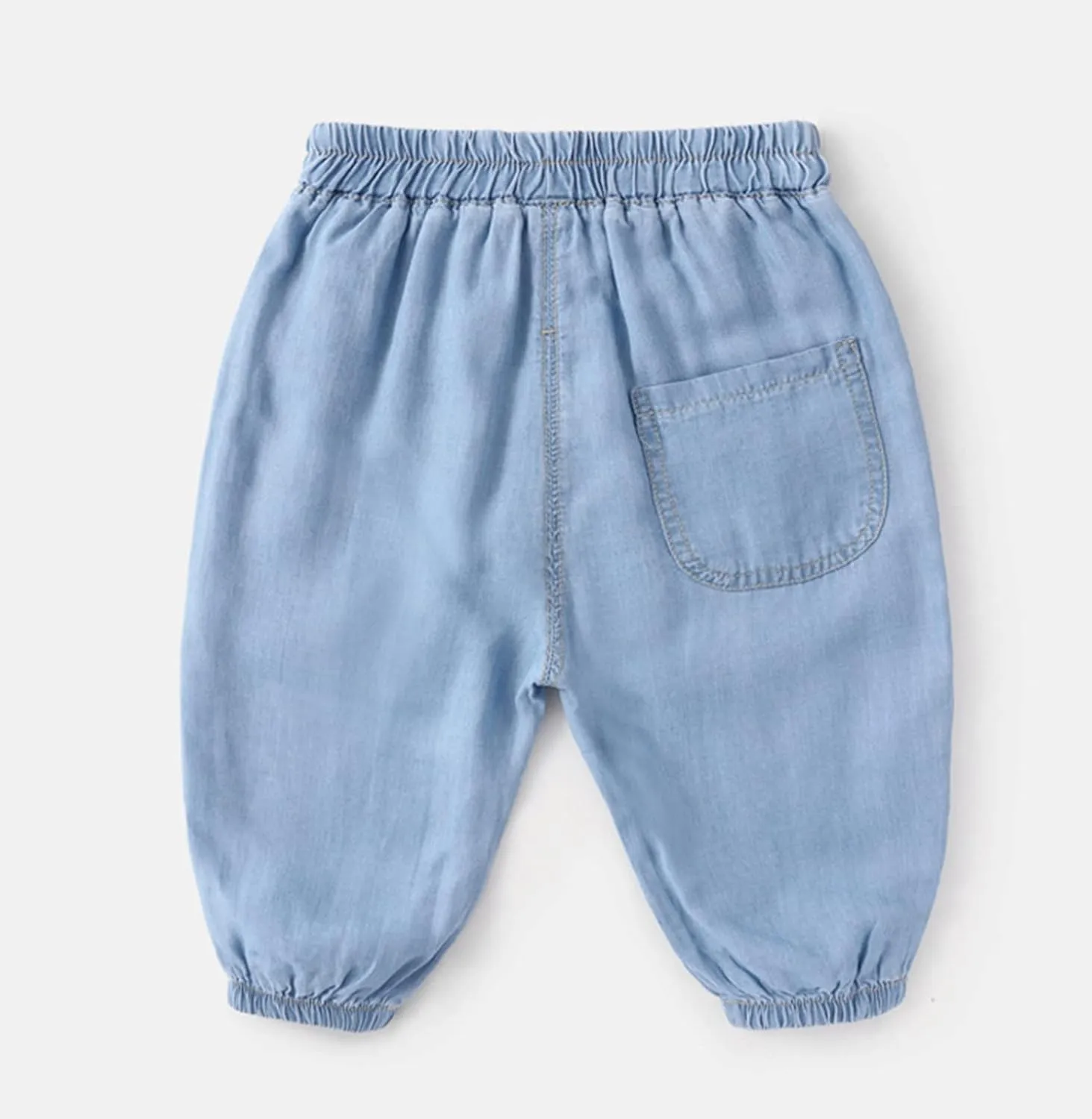 Toddler Baby Baggy Jeans Boys Girls Harem Pants Pull On Denim Joggers Loose Elastic Waist Anti-osquito Pants