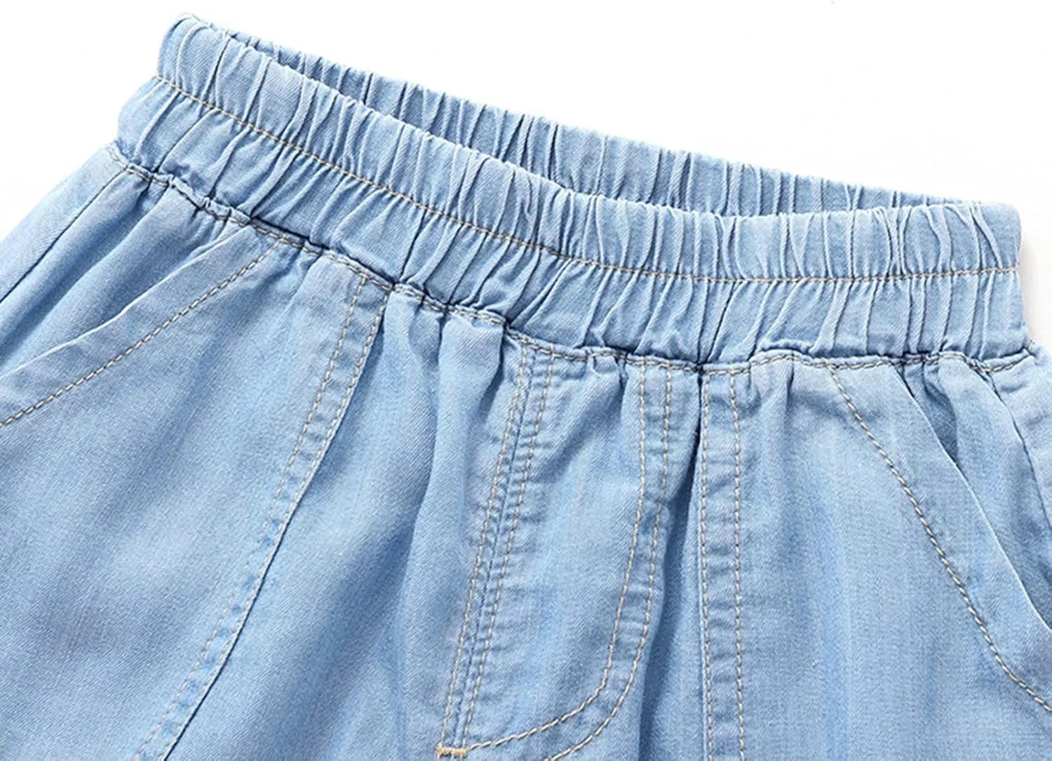 Toddler Baby Baggy Jeans Boys Girls Harem Pants Pull On Denim Joggers Loose Elastic Waist Anti-osquito Pants