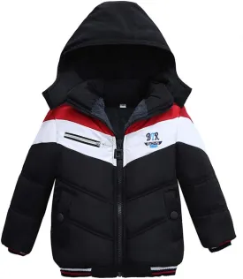 Toddler Boys Girls Down Jacket Fur Hood Thick Warm Winter Coat Parka Kids Fleece Lined Quilted Padded Jacket Coat