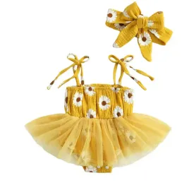 Tutu Daisy Romper - Mustard