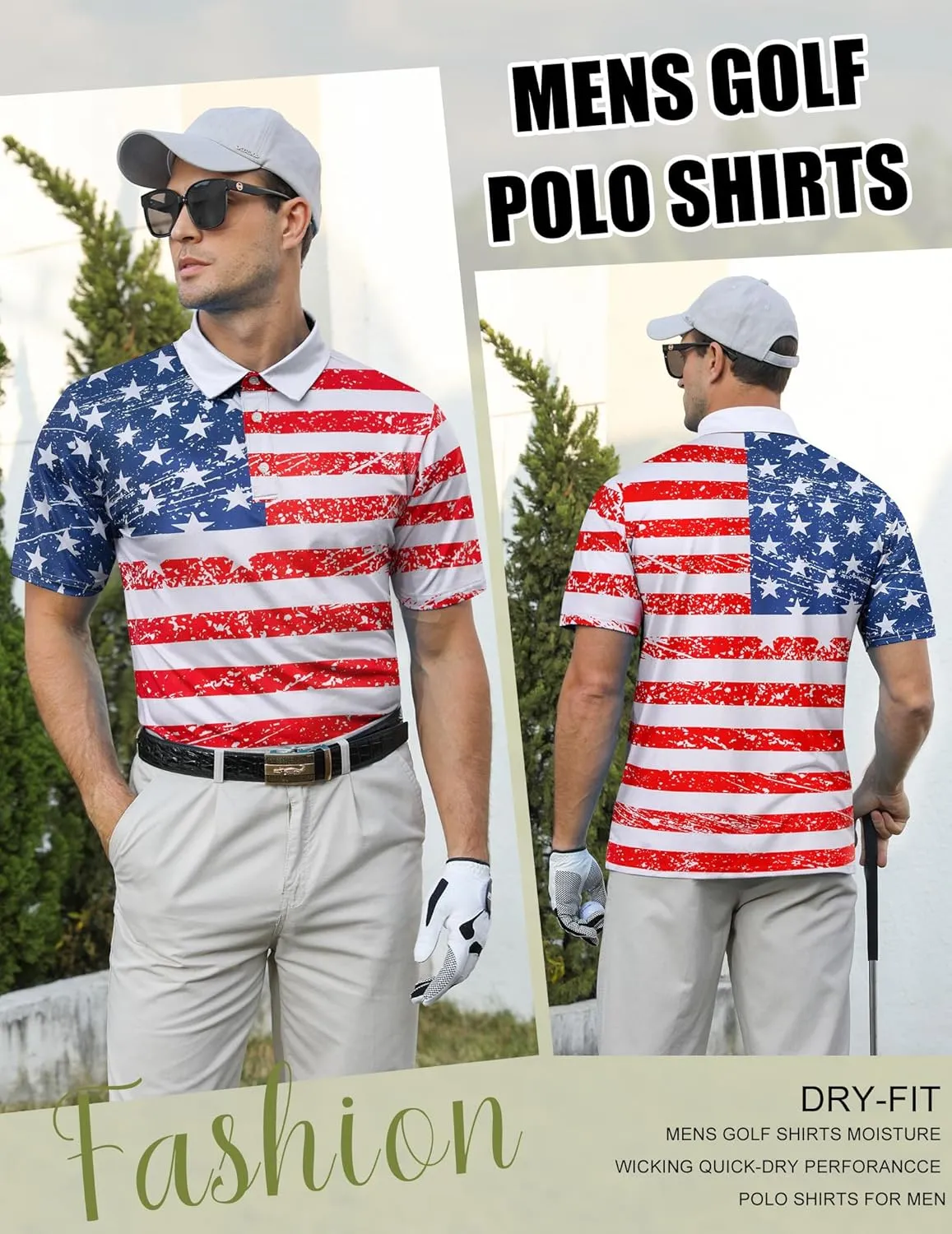 uideazone Golf Shirts for Men Dry Fit Polo Shirt Short Sleeve Moisture Wicking Golf Polos Performance Golf Tennis Shirt