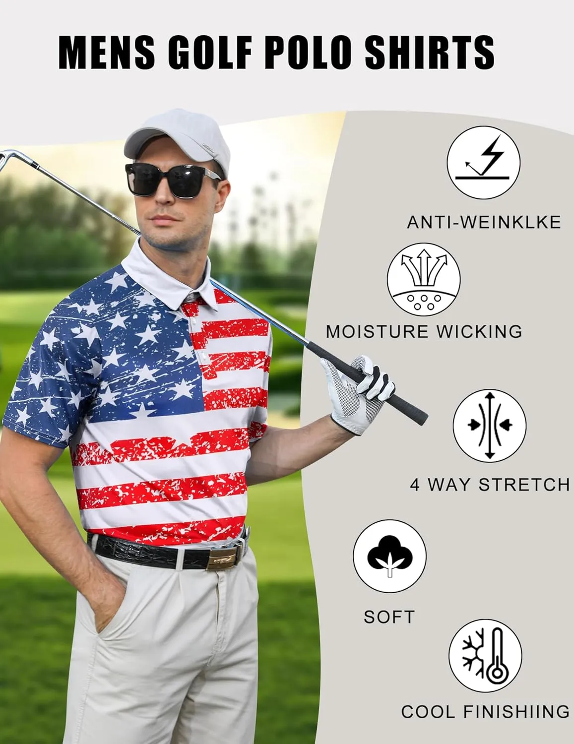 uideazone Golf Shirts for Men Dry Fit Polo Shirt Short Sleeve Moisture Wicking Golf Polos Performance Golf Tennis Shirt