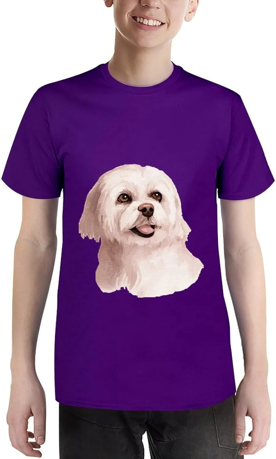 Watercolor Hand Painted Dog Graphic Printed T-Shirts Unisex Short Sleeve Summer Tees Top Shirt Boy and Girl