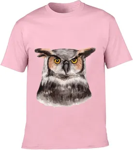 Watercolor Hand Painted Owl Graphic Printed T-Shirts Unisex Short Sleeve Summer Tees Top Shirt Boy and Girl