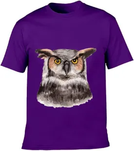 Watercolor Hand Painted Owl Graphic Printed T-Shirts Unisex Short Sleeve Summer Tees Top Shirt Boy and Girl