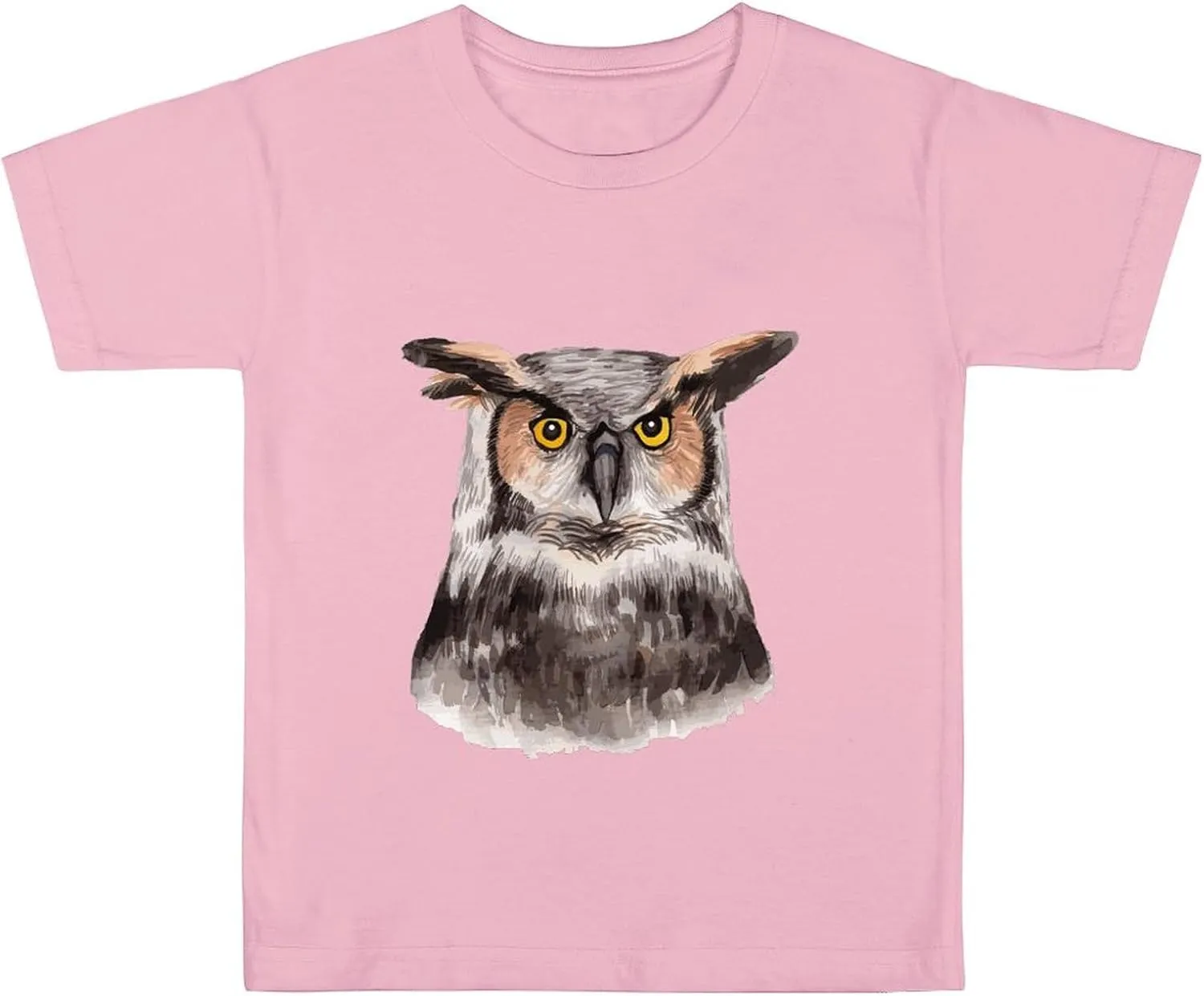 Watercolor Hand Painted Owl Graphic Printed T-Shirts Unisex Short Sleeve Summer Tees Top Shirt Boy and Girl