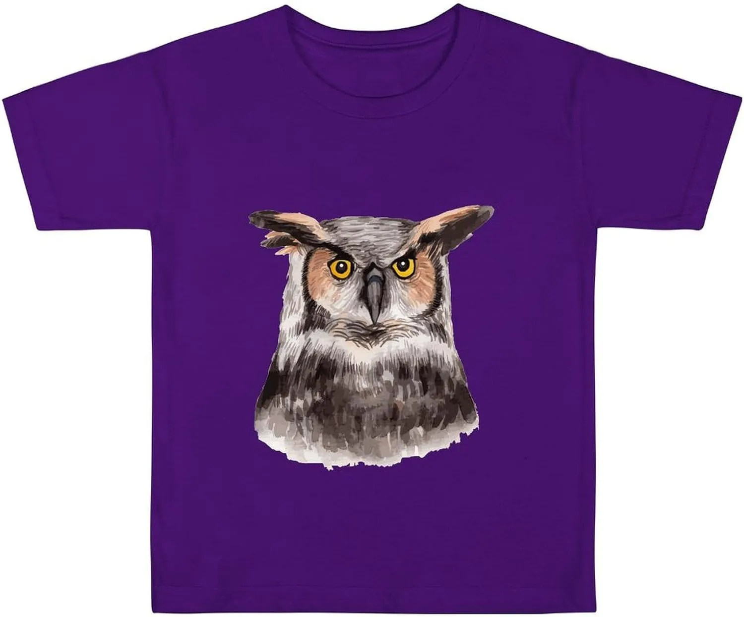 Watercolor Hand Painted Owl Graphic Printed T-Shirts Unisex Short Sleeve Summer Tees Top Shirt Boy and Girl