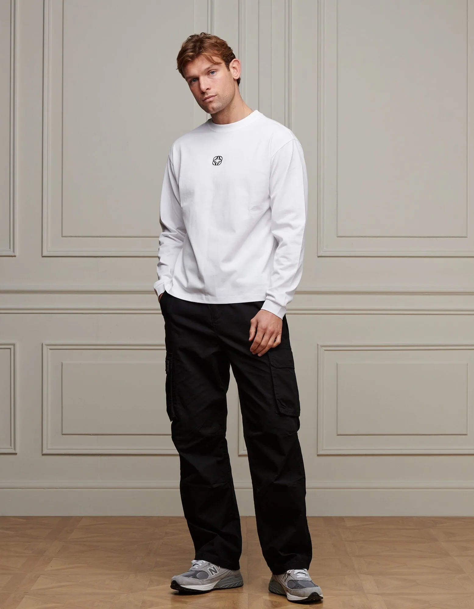 White L/S Emblem T-Shirt