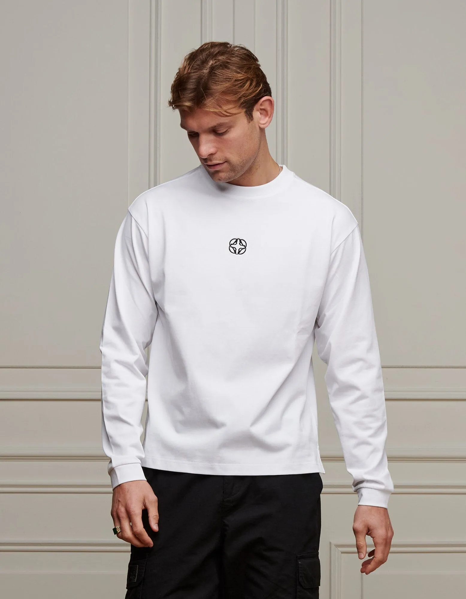 White L/S Emblem T-Shirt