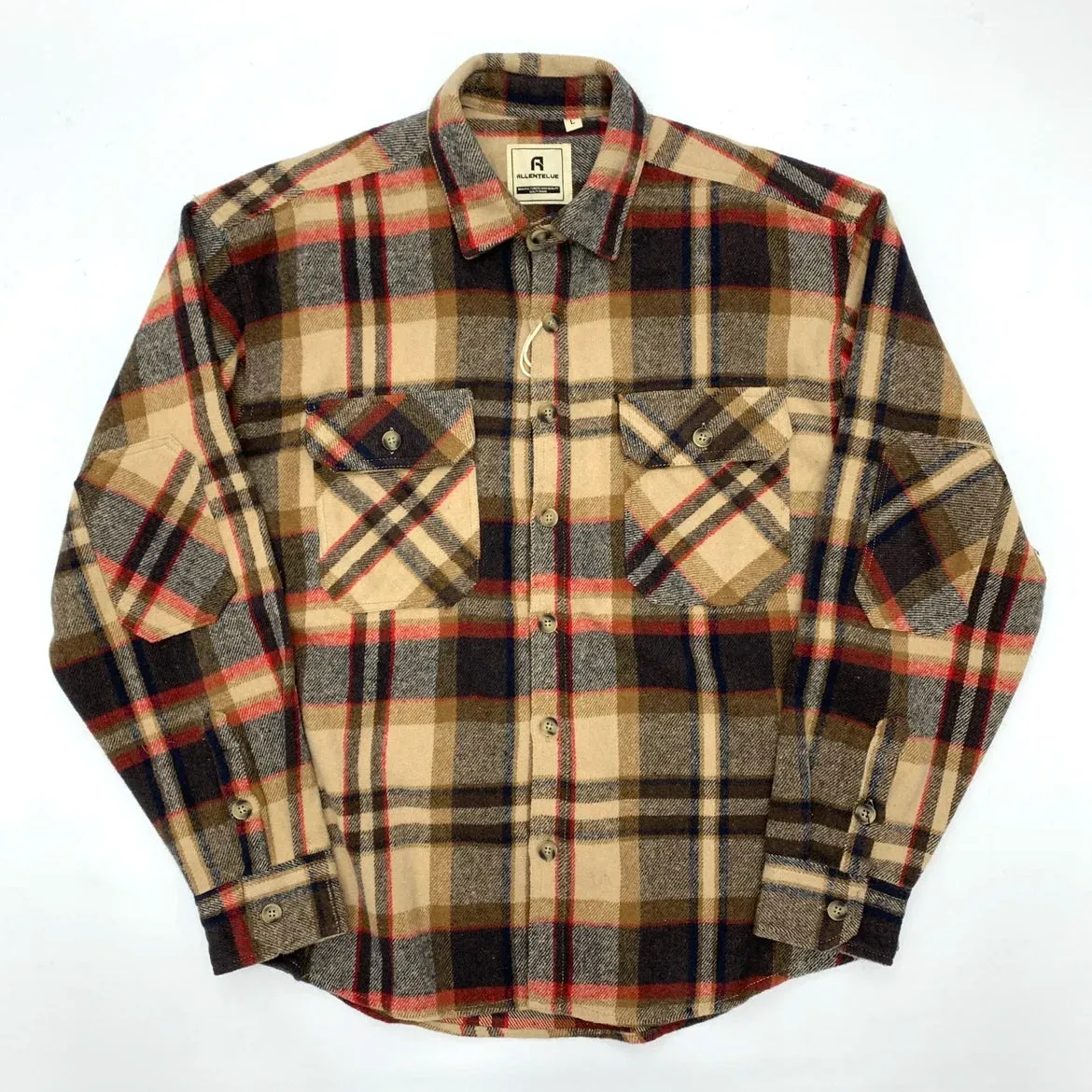 Wiaofellas  -  Autumn Men's Tooling Brushed Plaid Shirt Jacket Streetwear Loose Flannel Casual Long-sleeved Shirt Jacket Male Workwear Clothing