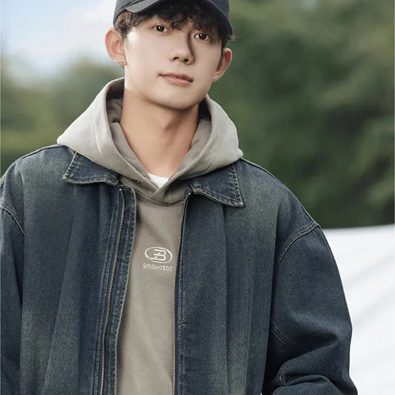Wiaofellas  -  Brand Washed Denim Jacket Man Make Old Autumn Winter New Vintage Baggy Zip Jackets Male Cargo Style Japan Clothing