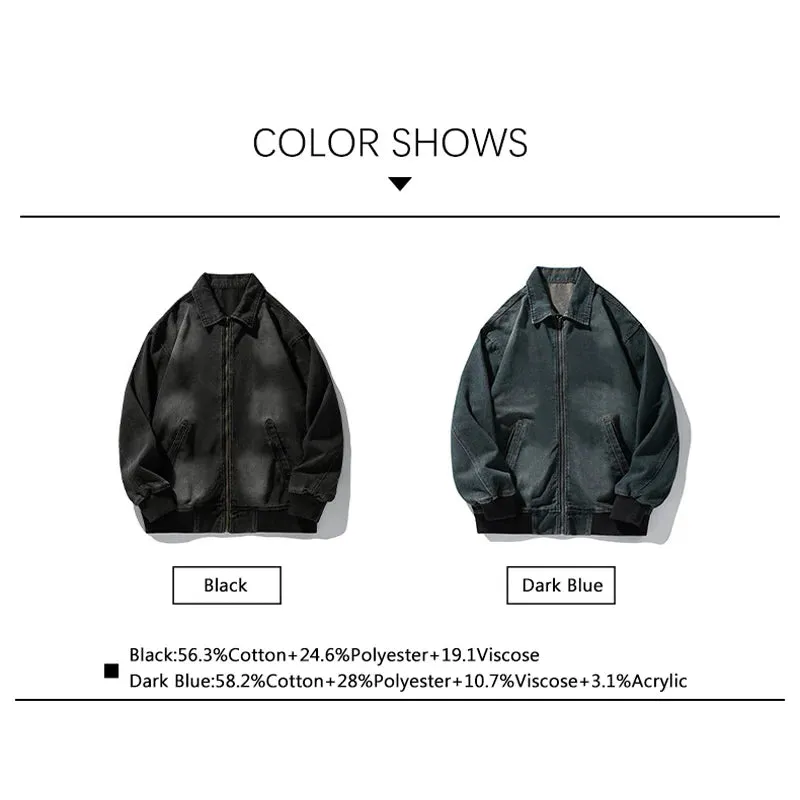 Wiaofellas  -  Brand Washed Denim Jacket Man Make Old Autumn Winter New Vintage Baggy Zip Jackets Male Cargo Style Japan Clothing