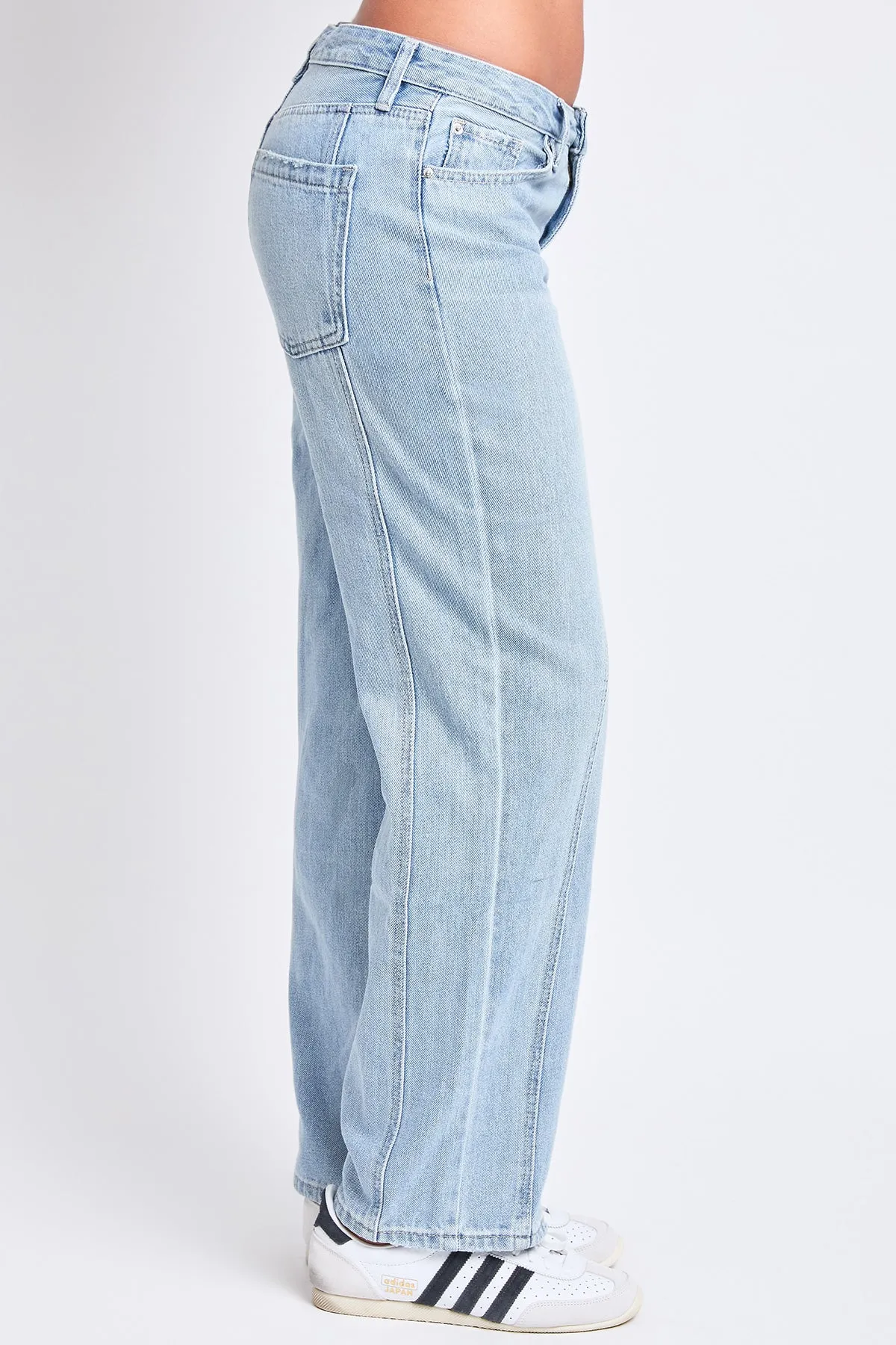 Women's Mid Rise Relaxed Rigid Straight Leg Jeans