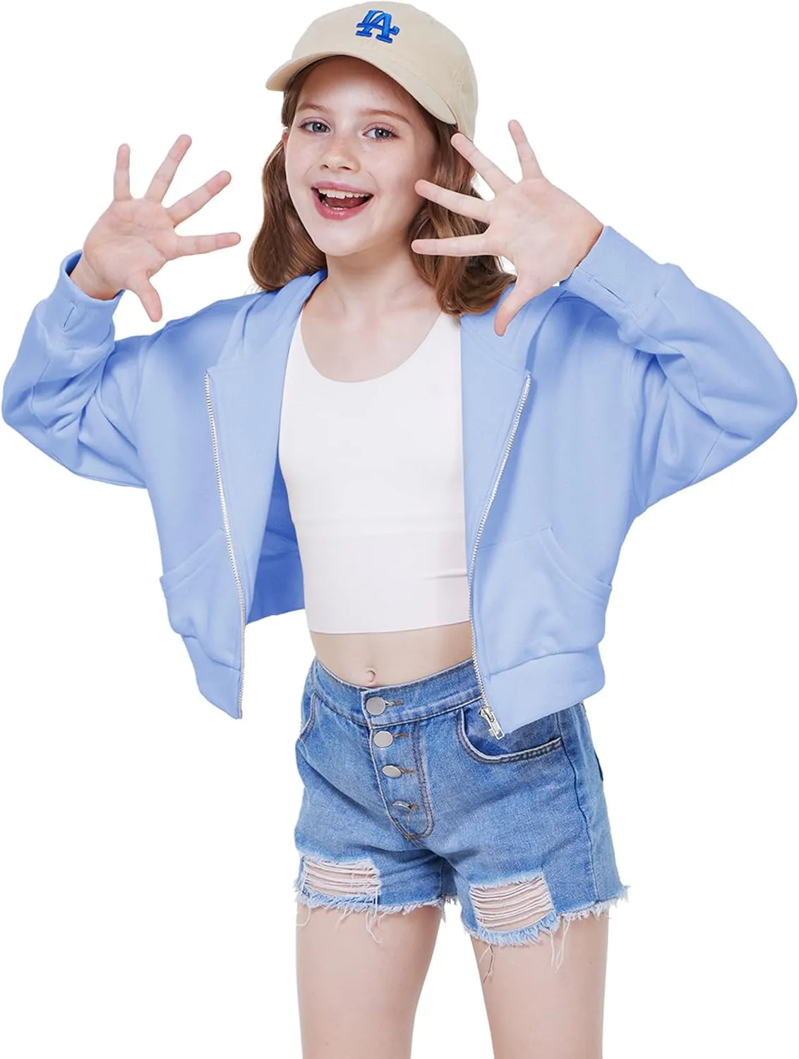 WULFUL Girls Casual Zipper up Sweatshirts Crop Jackets for Teens