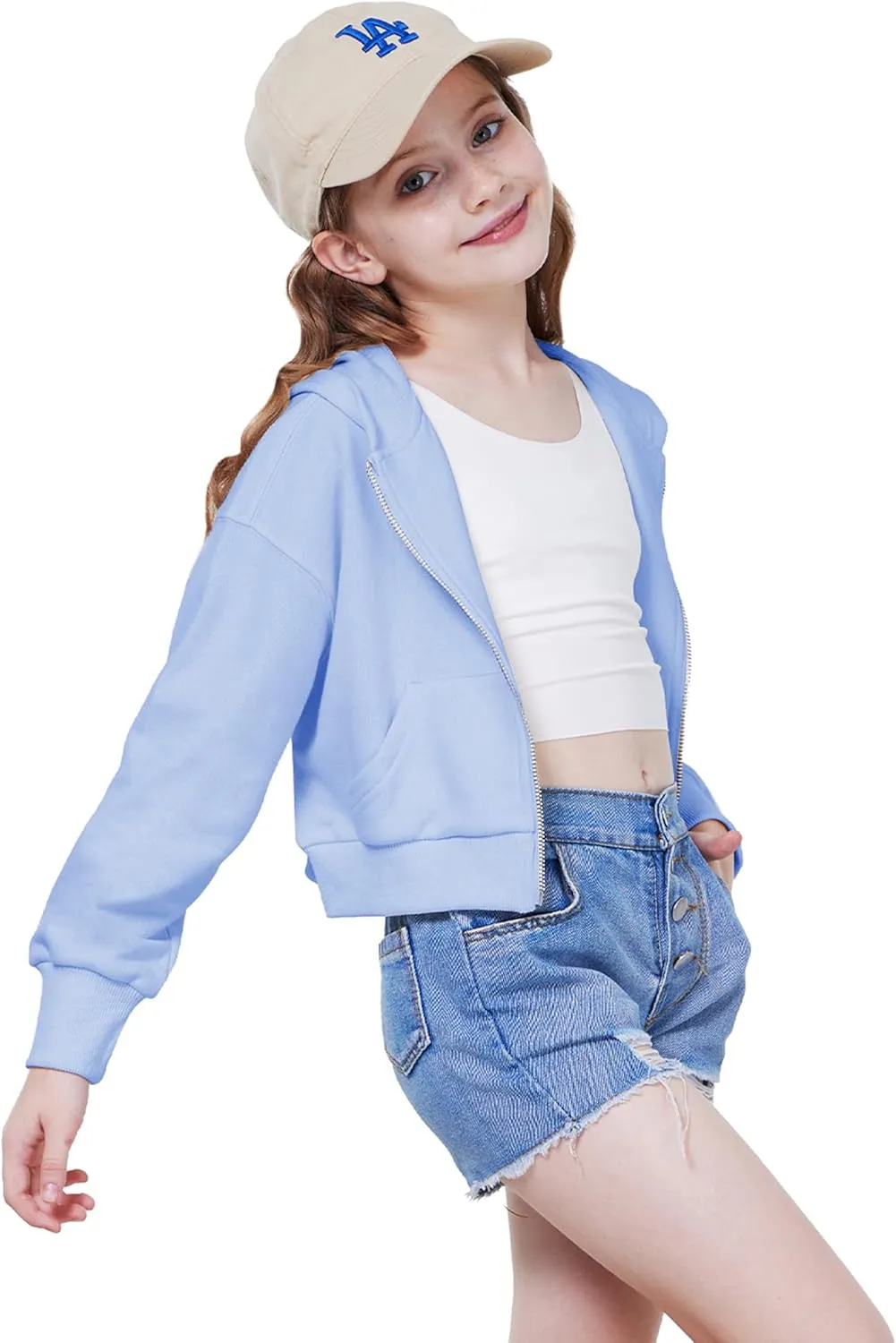 WULFUL Girls Casual Zipper up Sweatshirts Crop Jackets for Teens